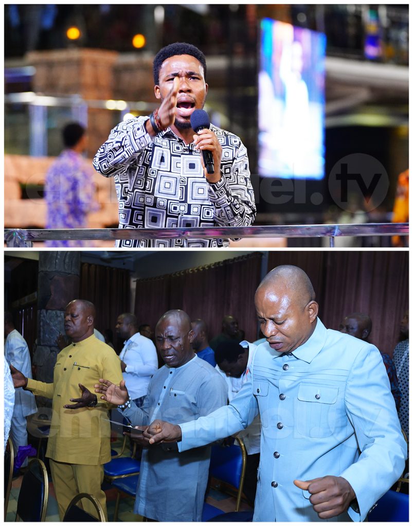 Evangelist Chisom leading the mass prayer during the SCOAN Sunday Service on the 22nd of June, 2025.
