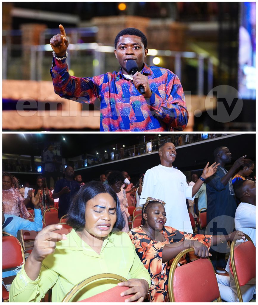 Evangelist James leading the mass prayer during the SCOAN Sunday Service on the 22nd of June, 2025.