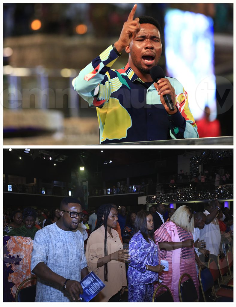 Evangelist Chisom leading the mass prayer during the SCOAN Sunday Service on the 27th July, 2025