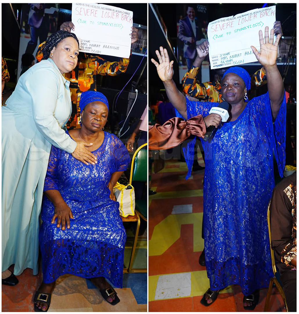Nurat receiving healing from Pastor Evelyn Joshua